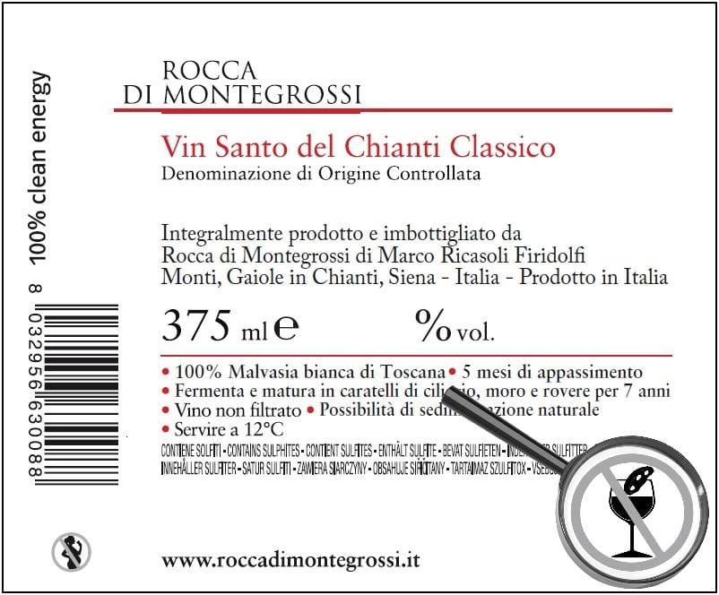 L'etichetta "incriminata" del Vin Santo di Rocca di Montegrossi