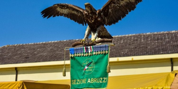 Il labaro dell'Ass. Naz.le Alpini - Sezione Abruzzi, presente alla cerimonia di passaggio di consegne