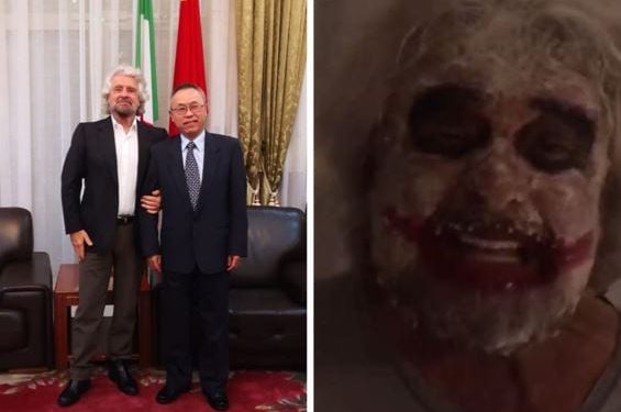 Svendita-Italia: Beppe Grillo ‘tratta’ con l’ambasciatore cinese. Meloni: “Adesso deleghiamo a un clown?”